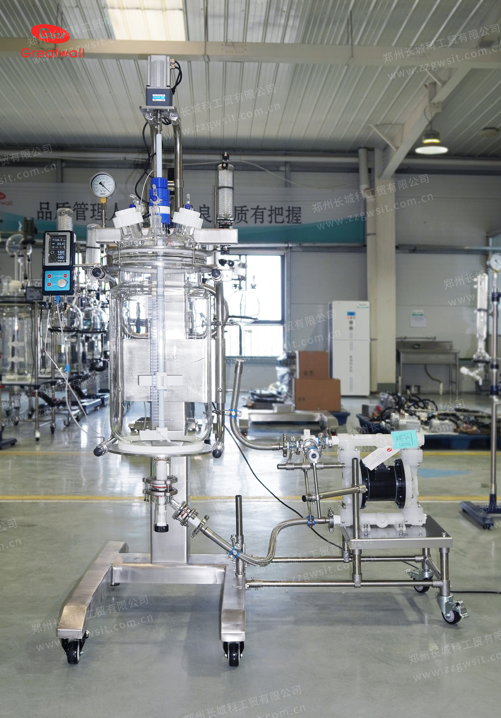 50L+20L非標定制玻璃反應釜：潔凈生產+10000mPas高粘度流場科研！